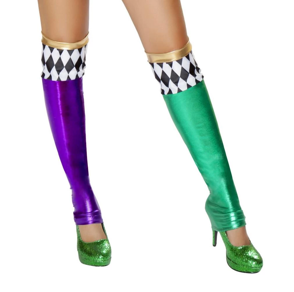 Roma Costume Accessories Green Purple Jester Stockings 3 Roma Costume Accessories Green Purple Jester Stockings